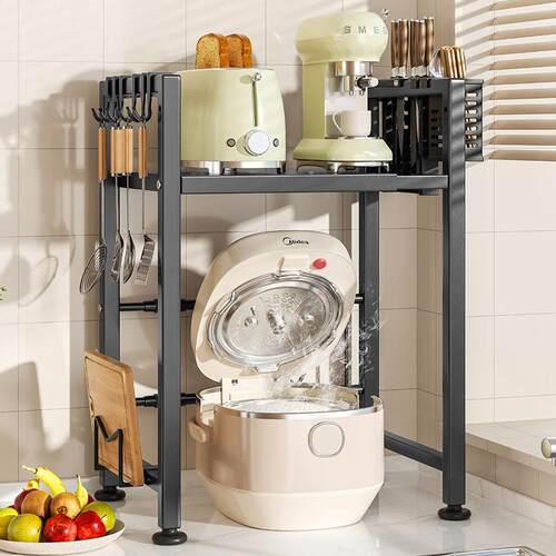 Adjustable multi-functional storage rack for kitchen counter