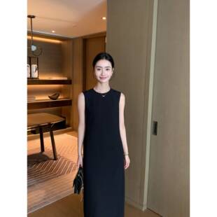 Lin 洋装 简约黑色背心裙女2025新款 圆领直筒宽松无袖 法式 Maven