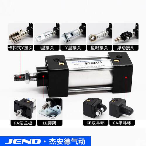 SC气缸附件单双耳底座法兰脚架配件I/Y/CA/CB/FA/LB32/40/50/63