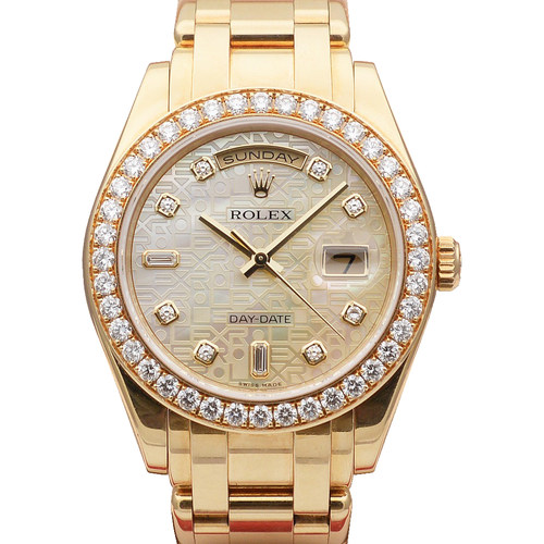 [9.8新]劳力士星期日历型黄金原镶钻39mm自动机械男表18948