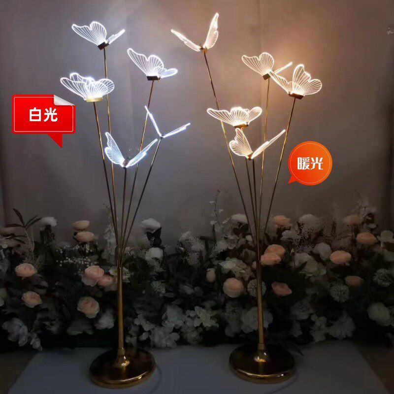 婚庆发光蝴蝶路引灯婚礼舞台地插布置装饰用品吊顶灯道具