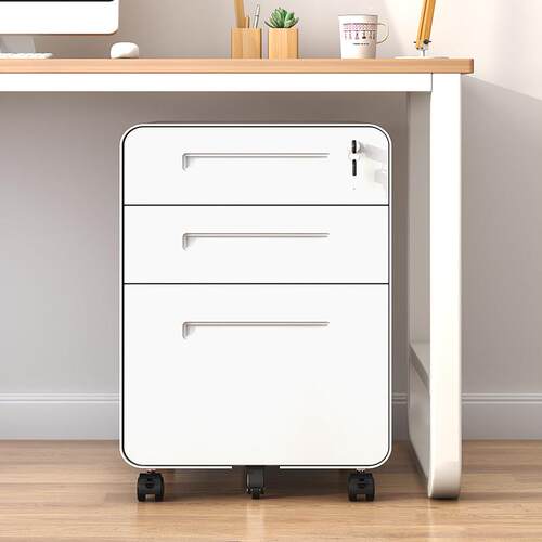 桌下活动柜铁皮文件柜办公室收纳柜移动矮柜带锁抽屉柜收纳小柜子