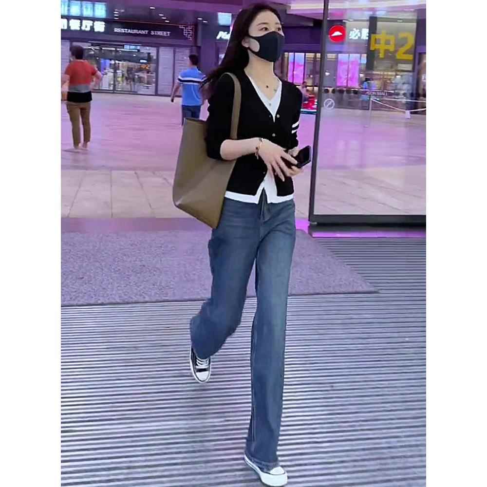 韩国开 衫针织毛衣外套女外穿显瘦慵懒风秋冬季新款假两件长袖上