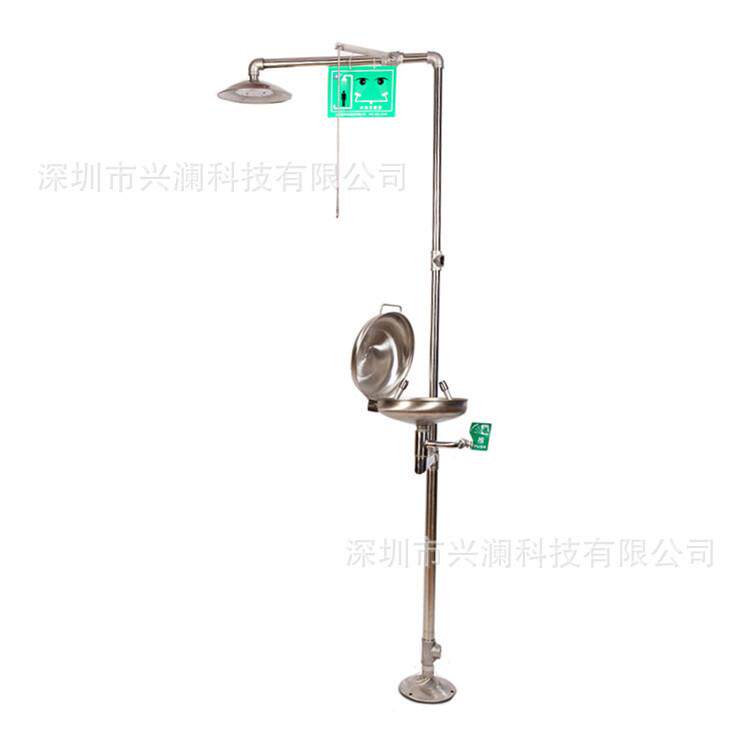 304不锈钢翻盖复合洗眼器*紧急冲淋洗眼器XL6613F验厂双口洗眼器