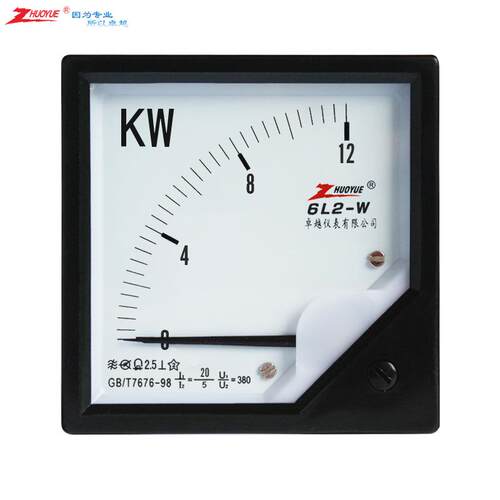 6L2-W 12KW 20/5A 380V 励磁指针式交流三相有功功率表 开孔77mm