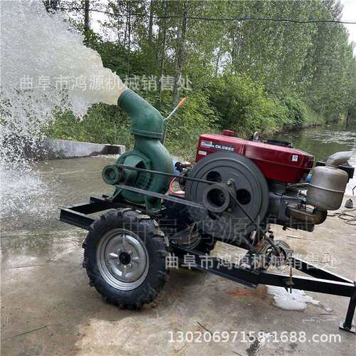 拖拉机后悬挂大8寸抽水机 移动拖车款高压泵 柴油机抽水泵
