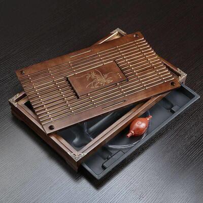 Wooden Tea Tray Kungfu Tea Set Drawer Tea Water Drainage