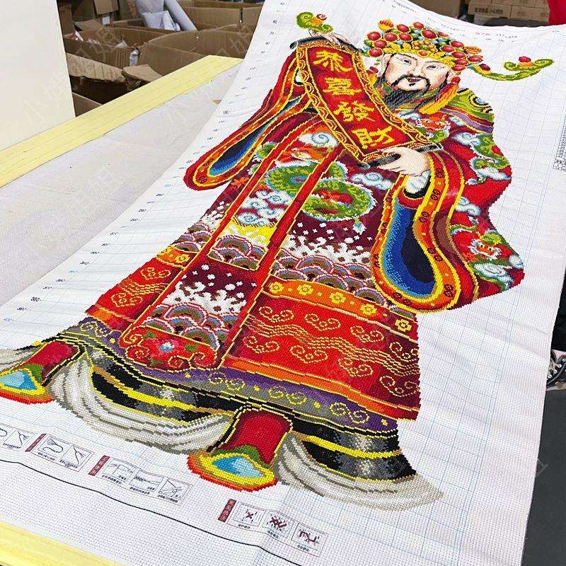 财神十字绣成品不带框纯手工出售已绣好的2025新款客厅生意兴隆