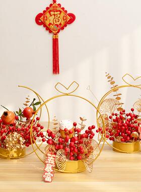 新年花艺发财果彷真花装饰摆饰春节过年龙年客厅新居乔居布置家居