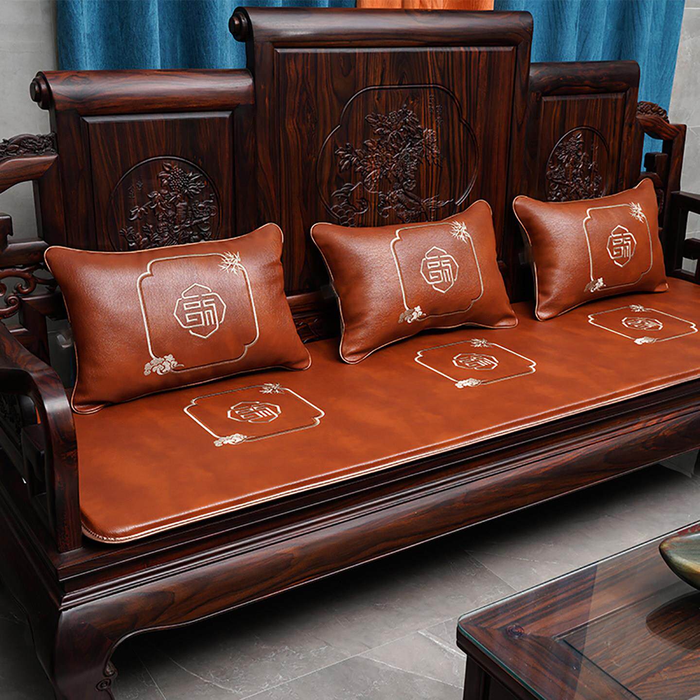 客厅中式红木家具实木椅子沙发垫定制四季通用海绵茶椅子坐垫椅垫