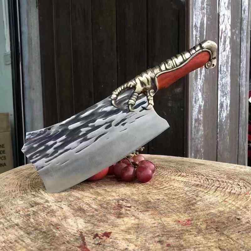 龙泉33客侠堂用菜刀家一体锻打斩切刀龙抓砍骨刀铜装鹰抓锋霸利气