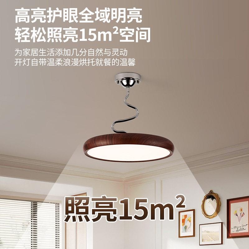中风餐卧室吸顶灯现简约古桃木复古质感厅护眼吊灯79胡L
