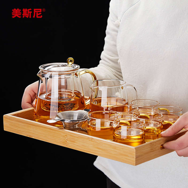 茶具套装家用耐高温玻璃泡茶壶客厅茶盘办公室轻奢功夫茶具冲茶器