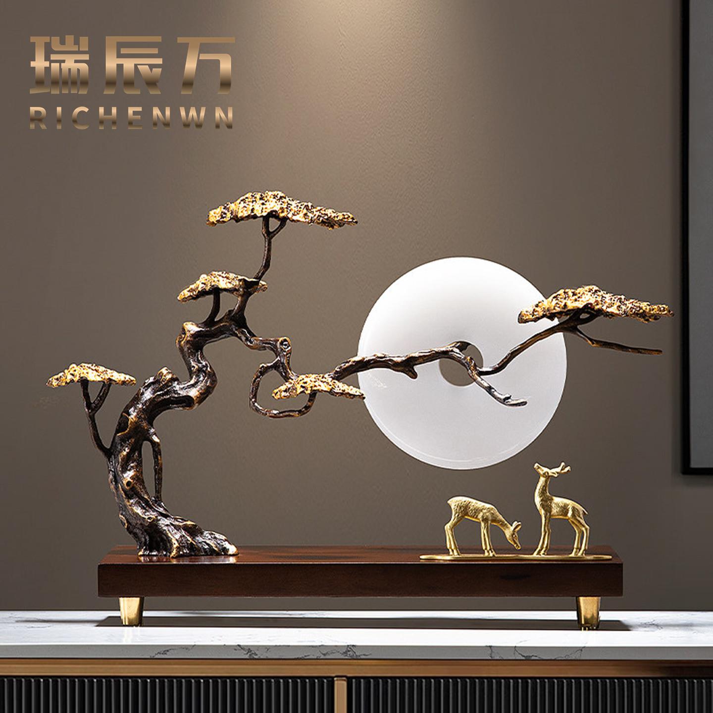 新中式迎客松桌面摆件客厅入户玄关高级感办公室工艺礼品摆饰开业