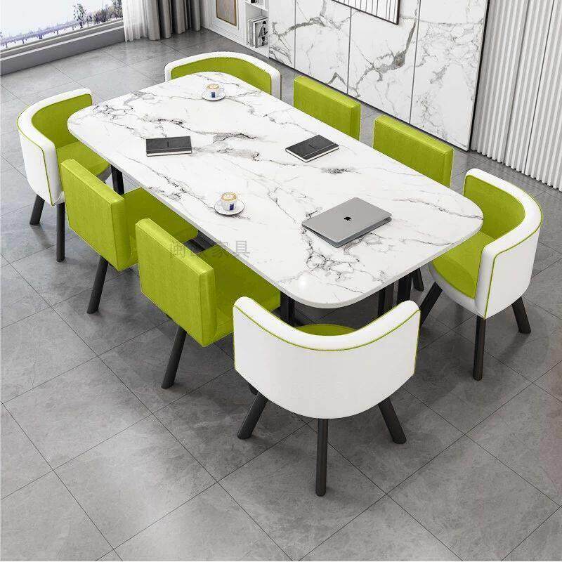 新款会议桌简约现代办公桌培训机构阅览室长桌长方形洽谈桌椅组合