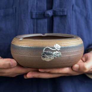 潮流家用百搭 粗陶烟灰缸 复古烟缸 陶瓷轻奢烟灰缸个性 时尚