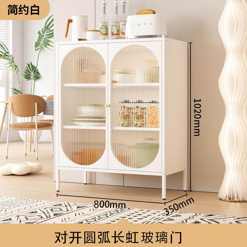 法式铁艺餐边柜酒水茶水简约客厅收纳置物柜厨房餐具家用展示柜