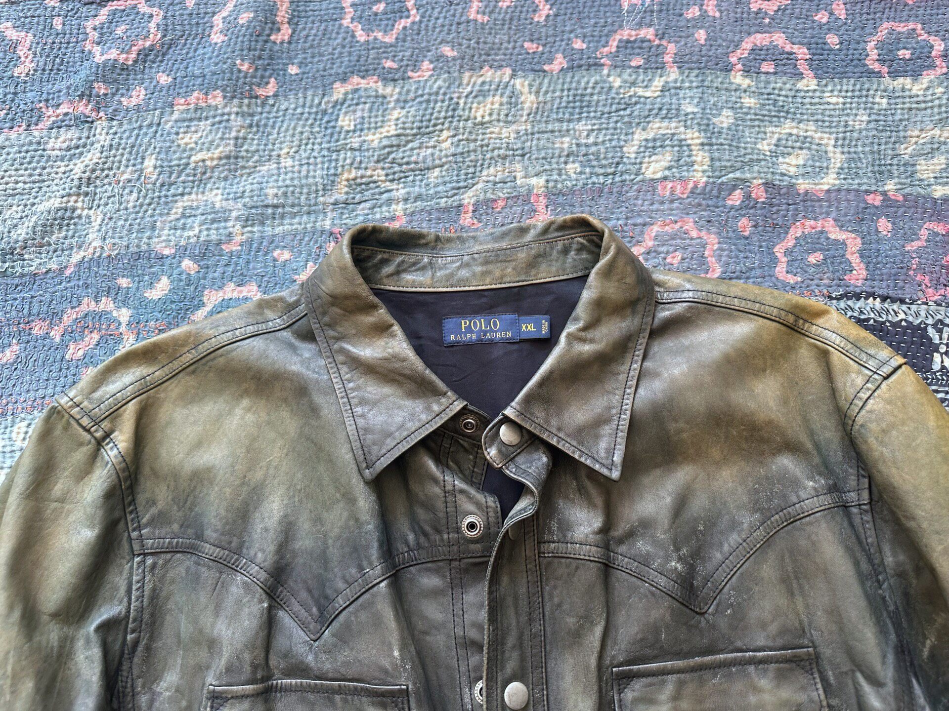 Polo Ralph Lauren Indigo Leather Jacket — detail