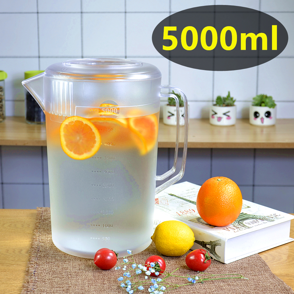 5000ml塑料冷水壶商用茶水壶吧台水壶加厚PC饮料壶开水壶耐高温5L