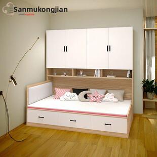 侧柜床集成小卧室榻榻米衣柜床与书桌小公寓多功能储物床组合