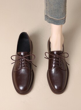 René Vanvilla英伦美物?粗跟3.5cm 真皮轻便小皮鞋女【有大码】