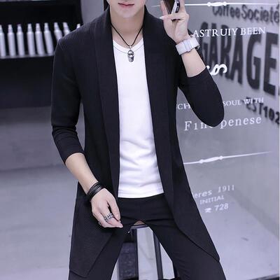 羊绒开衫男春秋季2026新款中长款高端休闲羊毛针织修身男士外套