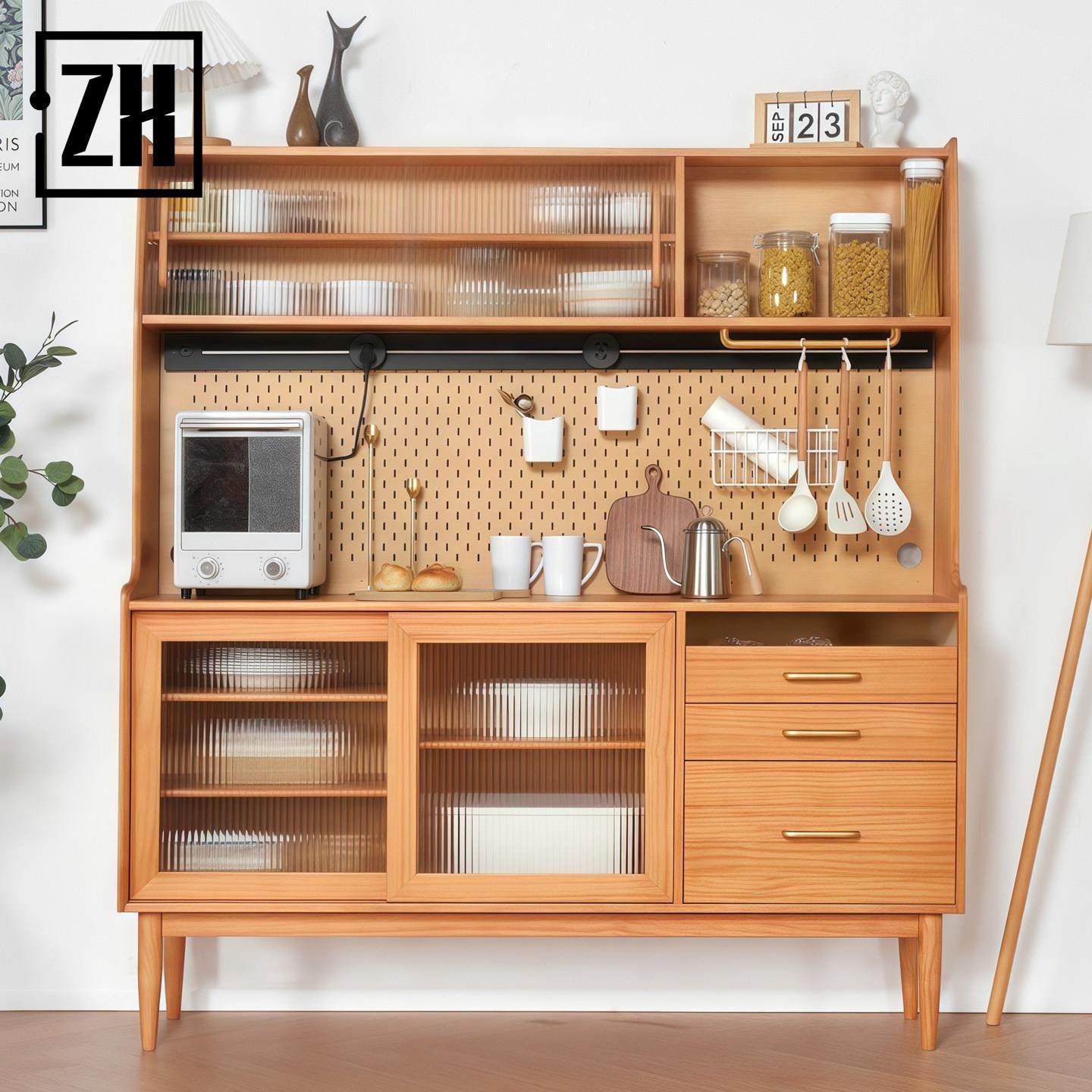 北欧风餐柜实木一体靠墙高柜日式收纳茶水柜客厅现代简约收纳柜,住宅家具,餐边柜,淘宝优惠券,粉丝福利购,淘宝优惠卷