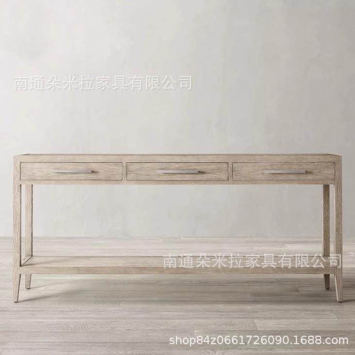 美式实木玄关台玄关桌高端现代简约入户玄关台置物架装饰柜家居