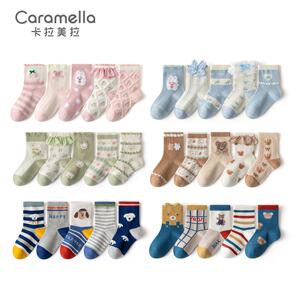 caramella男女童袜子春秋款棉可爱卡通宝宝袜子中筒儿童袜地板袜