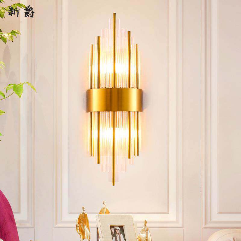 后现代客厅简约水晶壁灯复古卧室床头灯走廊过道创意北欧水晶灯具