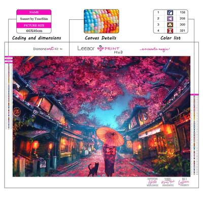 Landscape Diamond Painting Mount Fuji Sakura Picture Full Di