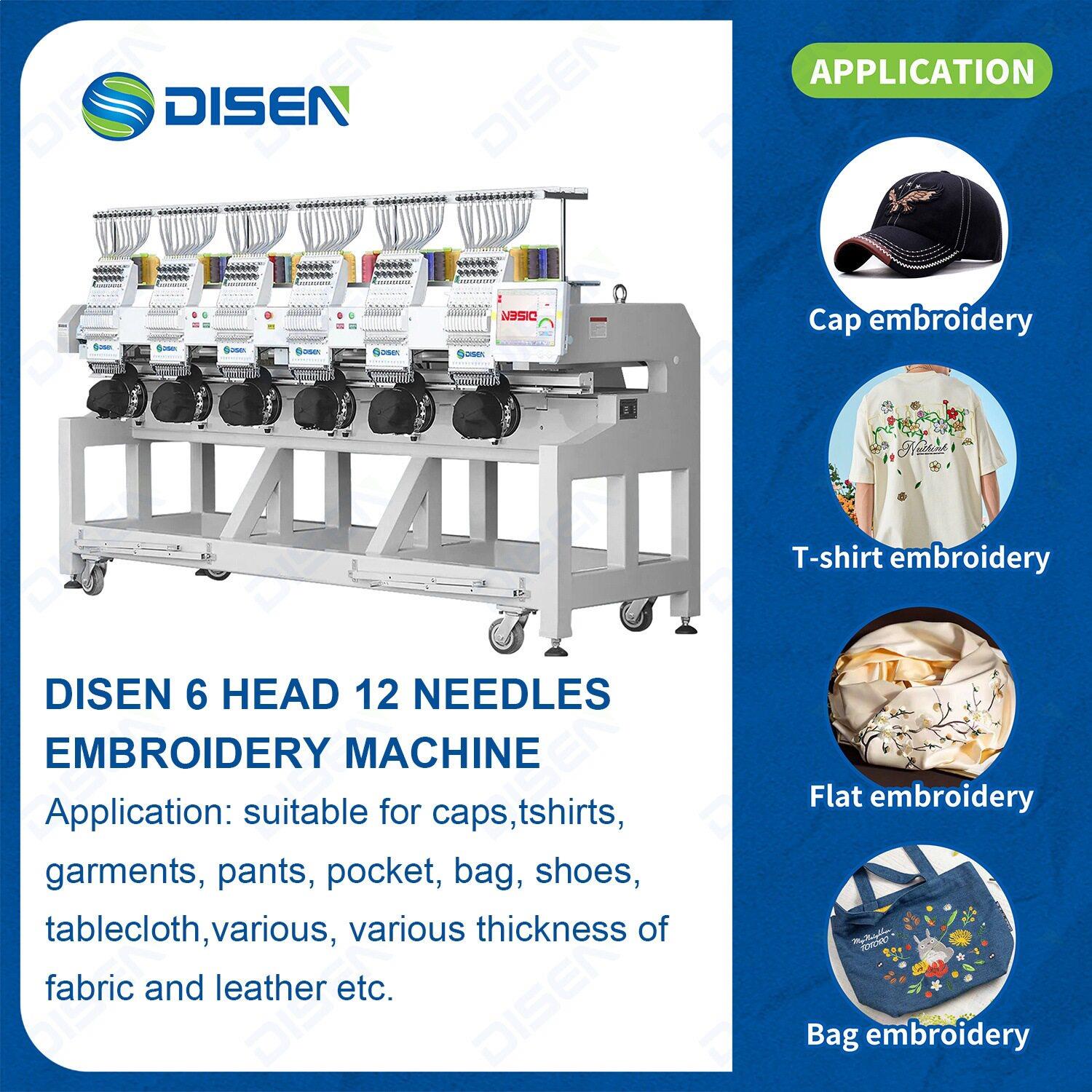 Multifunction Six 6 Head Embroidery Machine For Hats T Shirt