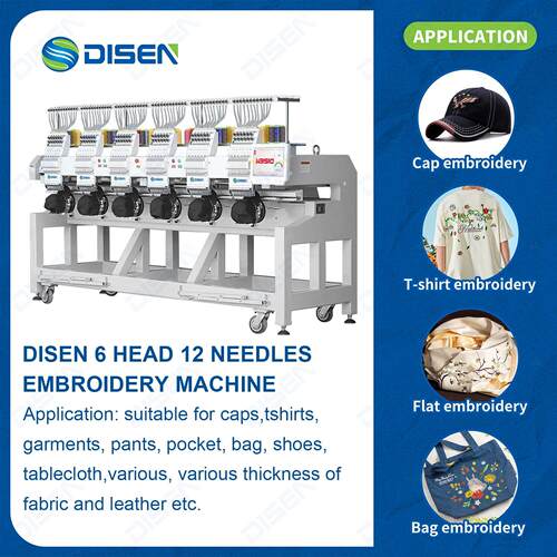 Multifunction Six 6 Head Embroidery Machine For Hats T Shirt