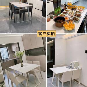 德利丰纯白岩板餐桌家用小户型长方形餐桌意式现代简约设计师桌子