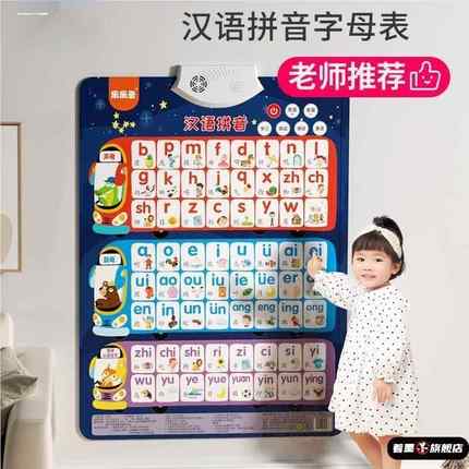 全套小学生aoe单复韵母拼音有声挂图发声26个英文字母表发音墙贴
