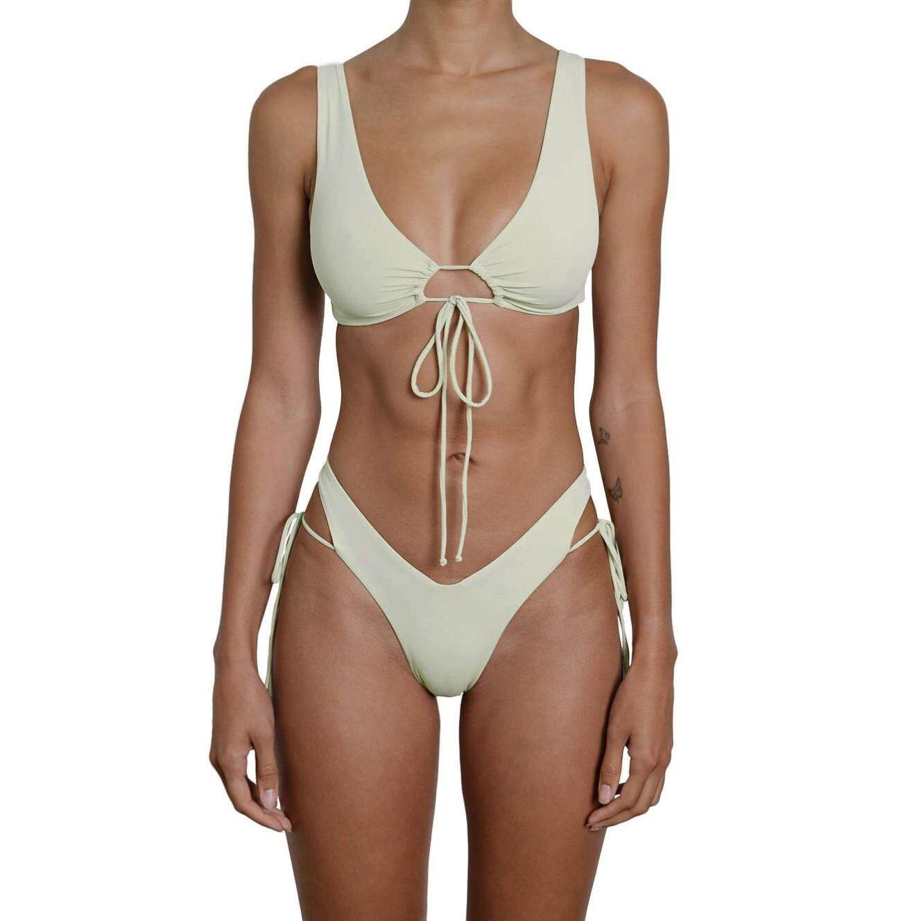 2024新款比基尼亚马逊欧美外贸性感泳衣简约复古海边度假女bikini