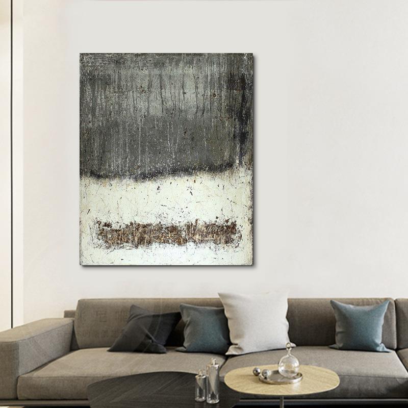 纯手绘油画现代简约抽象装饰画卧室立体肌理挂画家居样板房壁画