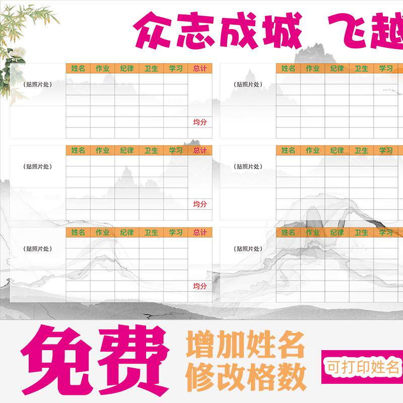 小组合作评比栏墙贴小学初中高中班级教室分组管理神器表横板 - 实物图