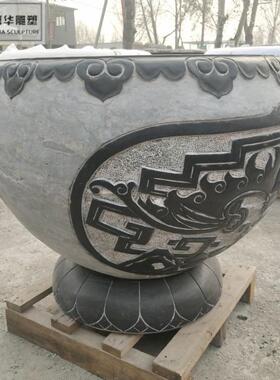 石雕鱼缸石头花盆养鱼荷花缸门海石缸庭院户外仿古青石石槽大水缸