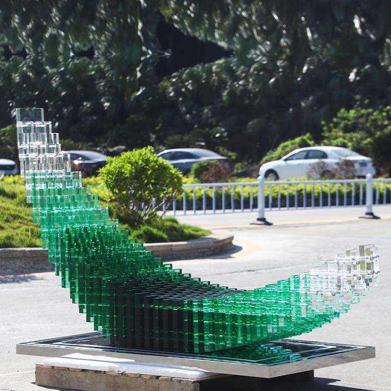 售楼处酒店大堂雕塑大型艺术落地摆件透明树脂亚克力月亮装饰品