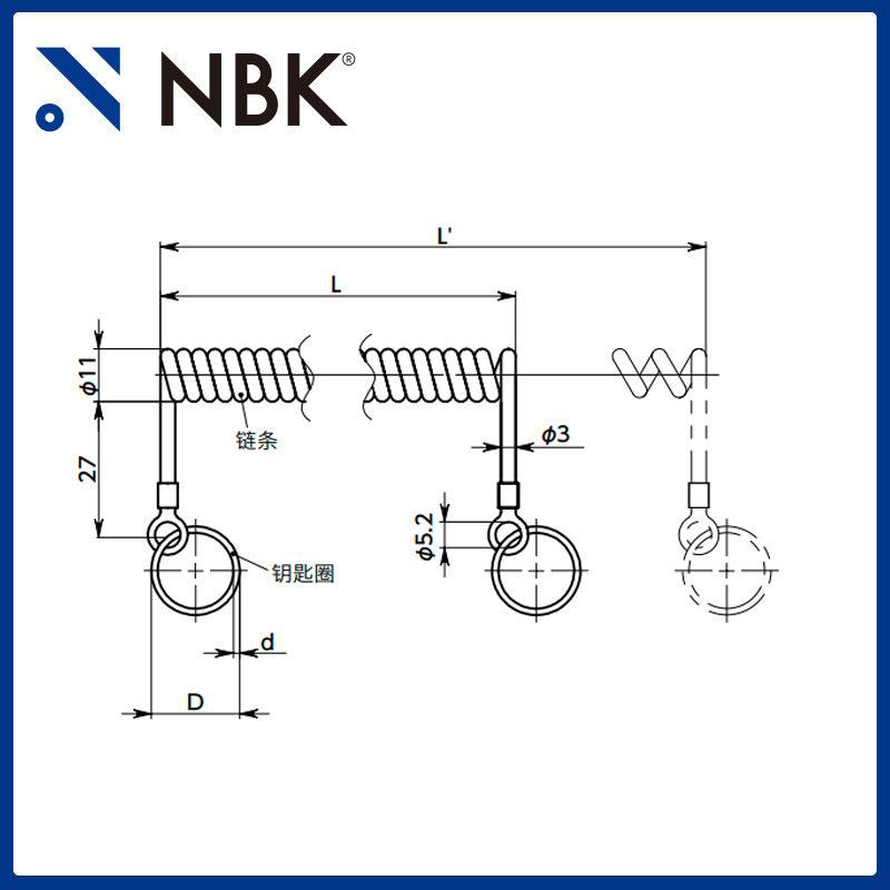 NBK 锁销用卷线PSRC 不锈钢钥匙圈防止丢失定位销弹簧销厂家直供