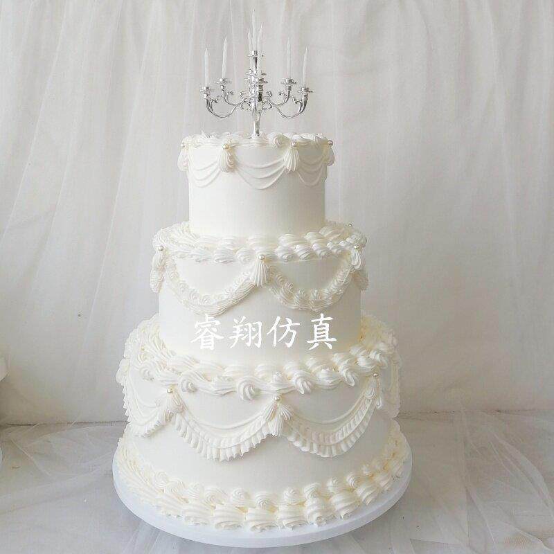 24新款欧式复古三层蛋糕模型网红烛台女神款蛋糕模型婚庆摄影道具