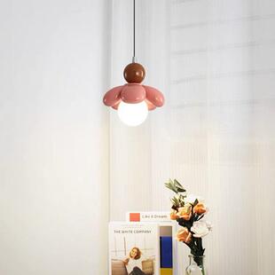 法式 油651风花朵小吊卧可室爱少女心床头垂灯线灯过道玄关奶灯具