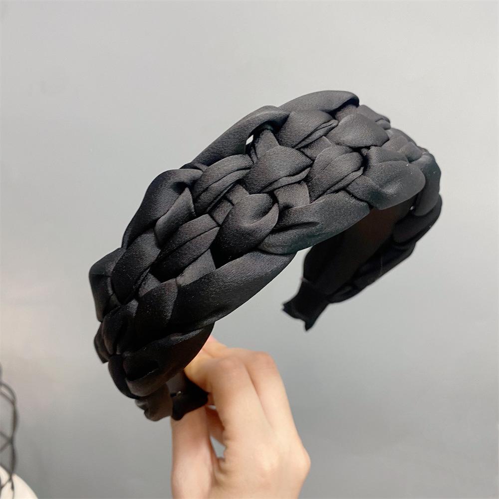 超宽蓬松高颅顶发箍女2024新款夏款法式复古麻花布艺头箍发卡头饰