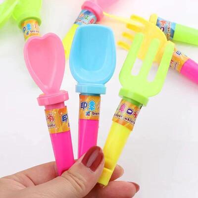 12PCS Summer Mini Beach Tools Stamp Whistle Toy For Kids Bir