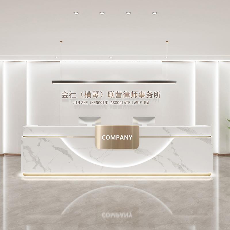 司柜前台桌接待台公酒店大地堂烤漆吧台房产大理石纹台收银台
