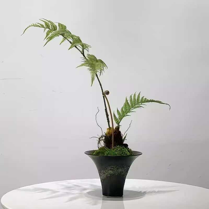 新中式现代仿真花盆景摆件样板房软装售楼处整体家居客厅边几摆设