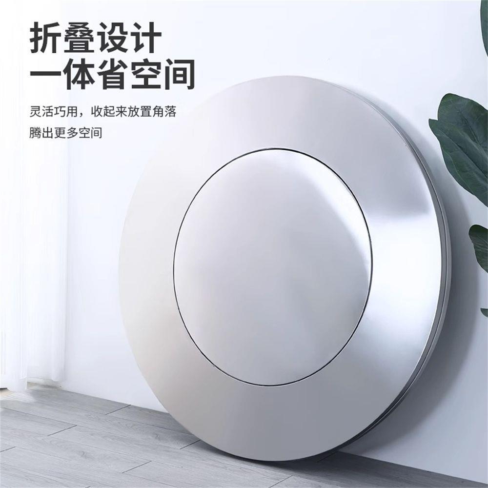 304不锈钢桌子可折叠内置转盘特厚圆桌圆形折叠桌连体家用吃饭桌