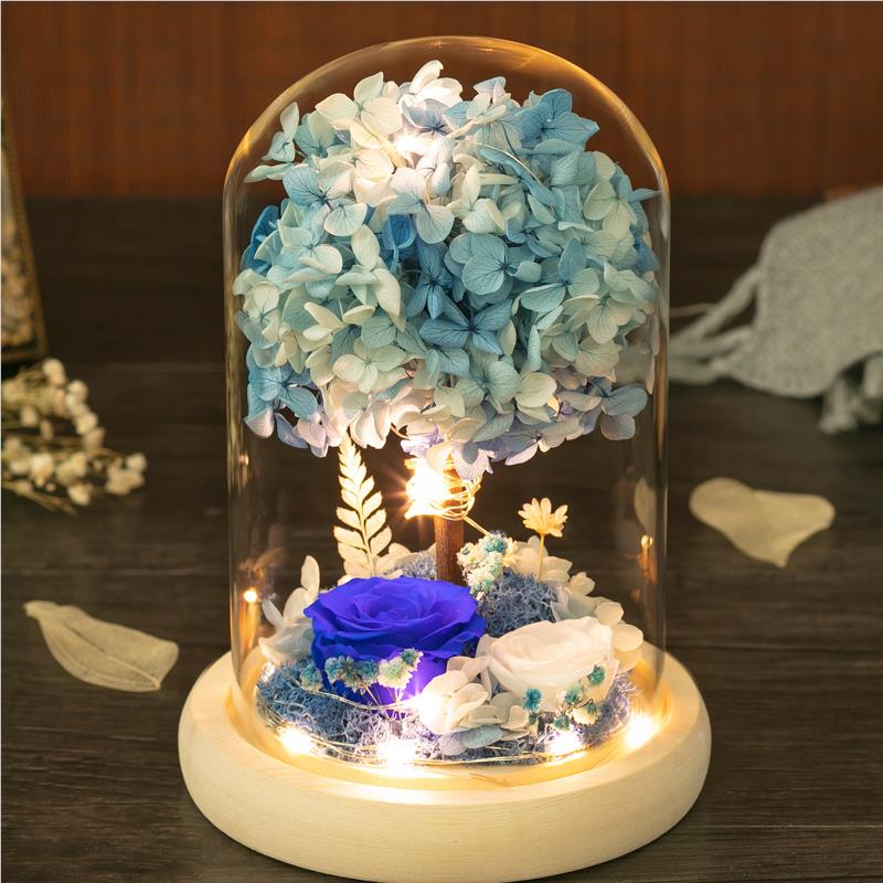 永生花礼女玻璃摆件圣诞情人罩节送友1208闺蜜盒妈妈生日礼物玫瑰