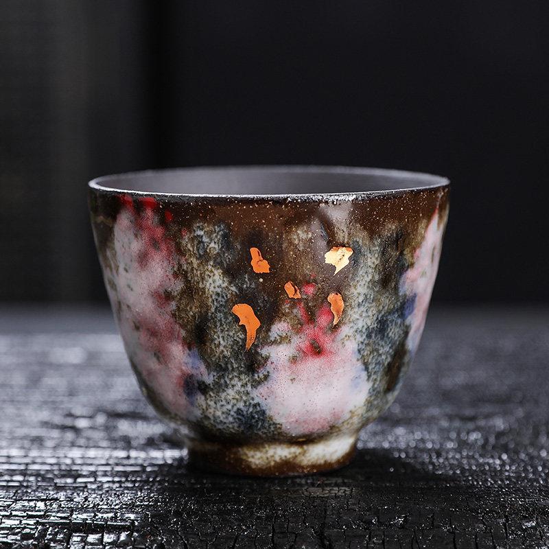 志野柴烧樱吹雪主人杯覆古陶瓷茶杯大号茶盏紫砂茶具品茗杯单杯